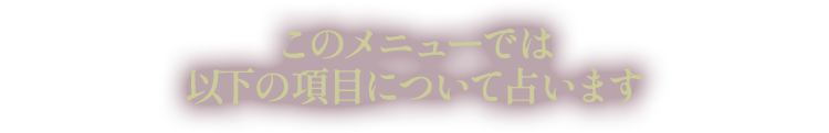 このメニューでは以下の項目について占います